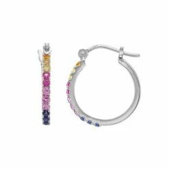 Wholesale 💯 Unbranded Sterling Silver Lab-Created Rainbow Hoop Earrings 🔔