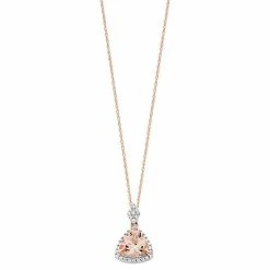 Buy 🎉 Unbranded 10K Rose Gold Morganite & White Topaz Pendant Necklace 🤩