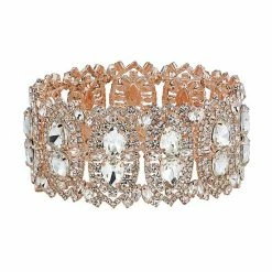 Brand new 🛒 Unbranded Simulated Crystal Extra Wide Stretch Bracelet Rose Gold Tone 😉