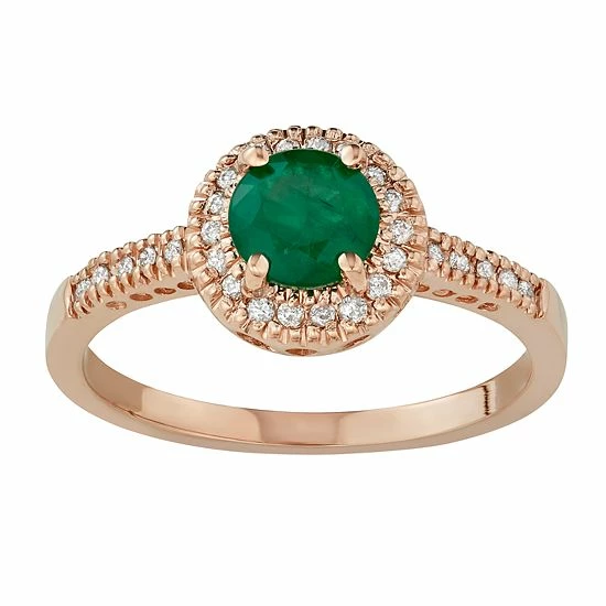 Top 10 🧨 Unbranded 14k Gold Emerald & 1/8 Carat T.W. IGL Certified Diamond Halo Ring White ✨
