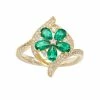 New 🌟 Unbranded 10k Gold Emerald & 1/3 Carat T.W. Diamond Flower Ring ✨