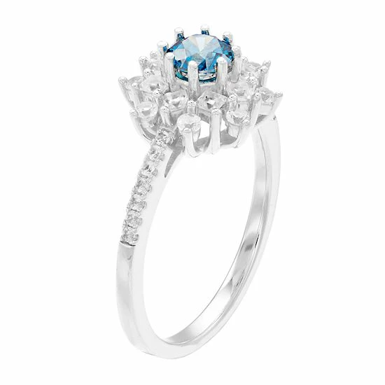 Coupon ๐ Unbranded 10k White Gold 1 Carat T.W. Blue & White Diamond Ring โจ - Image 2