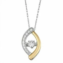 Brand new ❤️ Unbranded Two Tone 10k Gold 1/4 Carat T.W. Dancing Diamond Marquise Pendant Necklace 😍