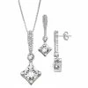 Brand new 💯 Unbranded Sterling Silver Cubic Zirconia Offset Square Dangle Pendant & Earring Set 🎉