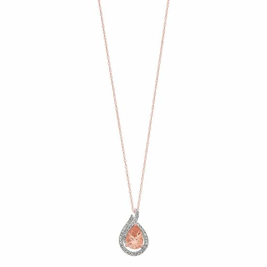 Best reviews of 🎁 Unbranded 10k Rose Gold 1/6 Carat T.W. Diamond & Genuine Morganite Teardrop Pendant ⭐