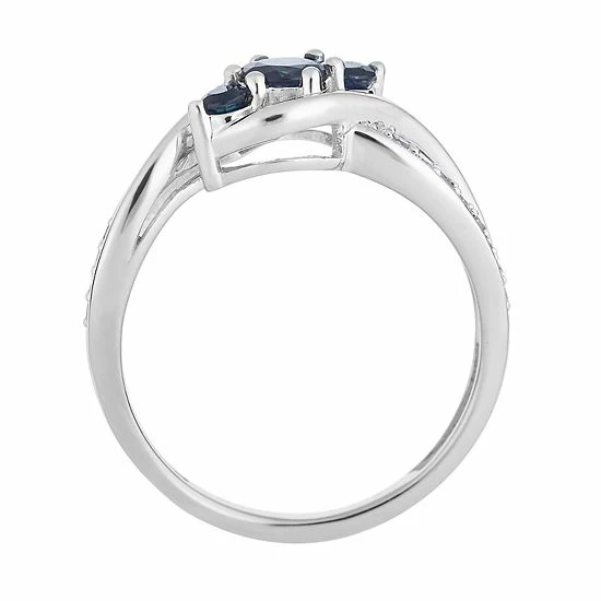 Coupon 👏 Unbranded 10k White Gold Sapphire & 1/10 Carat T.W. Diamond 3-Stone Ring 😍 - Image 2