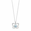 Outlet 😀 Unbranded Sterling Silver Blue Topaz & Lab-Created White Sapphire Butterfly Pendant 🛒