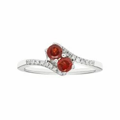 Best deal 🌟 Unbranded Sterling Silver Garnet Two Stone & Diamond Accent Bypass Ring 💯