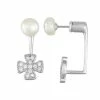 Flash Sale 🎁 Unbranded Sterling Silver Freshwater Cultured Pearl & Cubic Zirconia Front-Back Drop Earrings 🤩