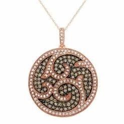 Best Pirce 🧨 Unbranded 1 1/2 Carat T.W. Brown And White Diamond 10k Rose Gold Scrollwork Pendant Necklace 🔥