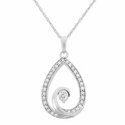 Brand new ✨ Unbranded 1/4 Carat T.W. Diamond 10k White Gold Teardrop Pendant Necklace 😍