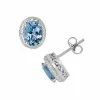 Promo 🎁 Unbranded Sterling Silver Blue Topaz And Diamond Accent Oval Halo Stud Earrings 🔔