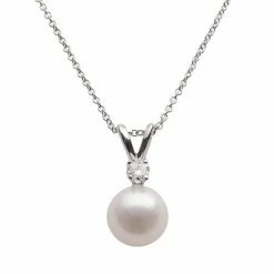 Wholesale 🔔 Unbranded 18k White Gold 1/10-ct. T.W. Diamond & AA Akoya Cultured Pearl Pendant - 16 In. 💯
