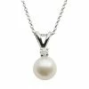 Discount 🔥 Unbranded 18k White Gold AA Akoya Cultured Pearl And Diamond Accent Pendant - 16 In. 🎁