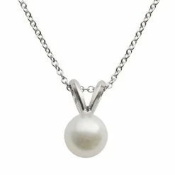 Outlet 😍 Unbranded 18k White Gold AA Akoya Cultured Pearl Pendant - 16 In. ⌛