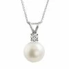 Wholesale 😍 Unbranded 18k White Gold AAA Akoya Cultured Pearl And Diamond Accent Pendant 🎁