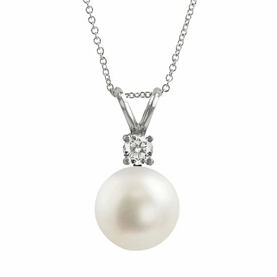 Wholesale 😍 Unbranded 18k White Gold AAA Akoya Cultured Pearl And Diamond Accent Pendant 🎁