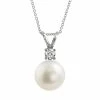 Wholesale 🔥 Unbranded 18k White Gold AAA Akoya Cultured Pearl And Diamond Accent Pendant ✔️