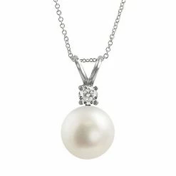 Wholesale 🔥 Unbranded 18k White Gold AAA Akoya Cultured Pearl And Diamond Accent Pendant ✔️