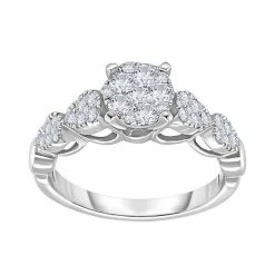 Deals 🔥 Unbranded 14k White Gold 3/8 Carat T.W. Diamond Cluster Engagement Ring 🔥