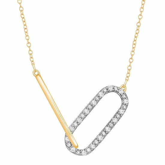 Coupon 😍 Unbranded 10k Gold 1/10 Carat T.W. Diamond Paper Clip Necklace ✔️