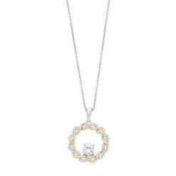 Wholesale 🎉 Unbranded 14k Gold Over Silver Two-Tone Lab-Created White Sapphire Circle Pendant Necklace 🔔