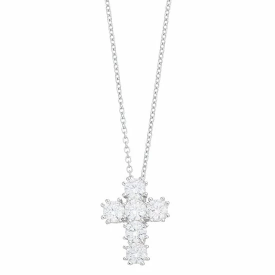 Discount ๐ Unbranded Sterling Silver Cubic Zirconia Cross Pendant Necklace ๐