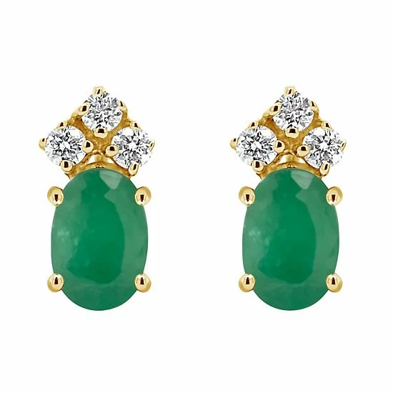 Brand new 🥰 Celebration Gems 14k Gold Oval Emerald & 1/8 Carat T.W. Diamond Stud Earrings 😀 - Image 2