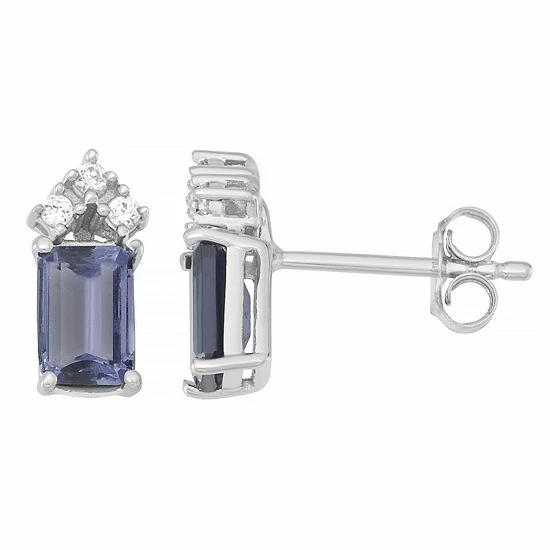 Coupon 💯 Unbranded 10k White Gold Tanzanite & 1/10 Carat T.W. Diamond Stud Earrings ✨