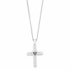 Best Pirce 🌟 Unbranded Sterling Silver 1/10 Carat T.W. Black & White Diamond Heart & Cross Necklace ⭐