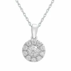 Best deal 😀 Unbranded 10k White Gold 1/3 Carat T.W. Composite Diamond Cluster Halo Pendant Necklace 🔔