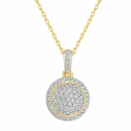Brand new 🤩 Unbranded 10k Gold 1/3 Carat T.W. Composite Diamond Round Cluster Pendant Necklace ⌛