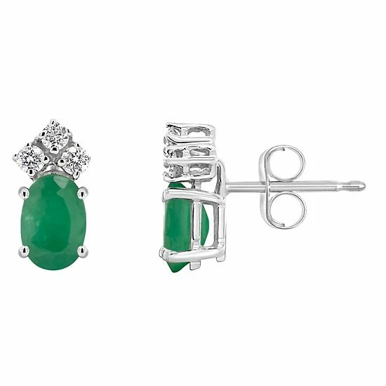 Brand new 🥰 Celebration Gems 14k Gold Oval Emerald & 1/8 Carat T.W. Diamond Stud Earrings 😀 - Image 3