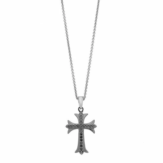 Discount โ๏ธ Unbranded Sterling Silver 1/6 Carat T.W. Diamond Cross Pendant Necklace ๐