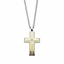 Buy 😀 Unbranded Men's Stainless Steel Cubic Zirconia Accent Pendant Necklace Gold Tone 🎁