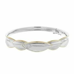 Wholesale 😉 Unbranded Two Tone Sterling Silver White Sapphire Marquise Bangle Bracelet 😀