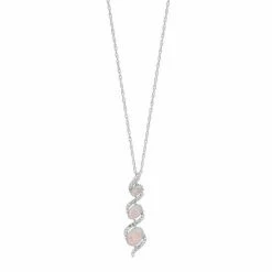 Buy ❤️ Unbranded Sterling Silver Lab-Created White Opal & Lab-Created White Sapphire 3-Stone Pendant 👍