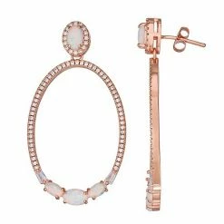 Best Pirce 👏 Unbranded Rose Gold Over Sterling Silver Lab-Created Opal & CZ Drop Earrings 🔥