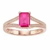Cheapest 🥰 Unbranded 10k Rose Gold Ruby & 1/8 Carat T.W. Diamond Split Shank Ring 🎉