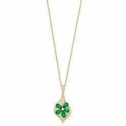 Cheapest ✨ Unbranded 10k Gold Emerald & 1/5 Carat T.W. Diamond Flower Pendant Necklace 😀