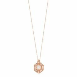 Promo 🎉 Unbranded 10k Rose Gold Lab-Created White Opal & Lab-Created White Sapphire Pendant ✨
