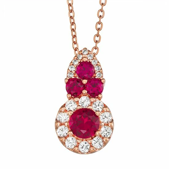 Best deal 🌟 Unbranded 14k Rose Gold Over Silver Lab-Created Ruby Pendant Necklace 😍