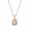 Wholesale ✨ Unbranded Sterling Silver Emerald Cut Morganite 1/6 Carat T.W. Diamond Halo Pendant Necklace ✔️