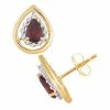 Discount 🔔 Unbranded 10k Gold Garnet & 1/8 Carat T.W. Diamond Teardrop Stud Earrings ❤️