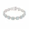 Deals 🤩 Unbranded Sterling Silver Sky Blue Topaz & Lab-Created White Sapphire Halo Bracelet ❤️