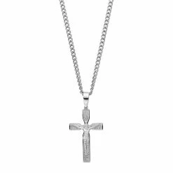 Best Sale 🤩 Unbranded Men's Stainless Steel The Lord's Prayer Crucifix Pendant Necklace 🌟