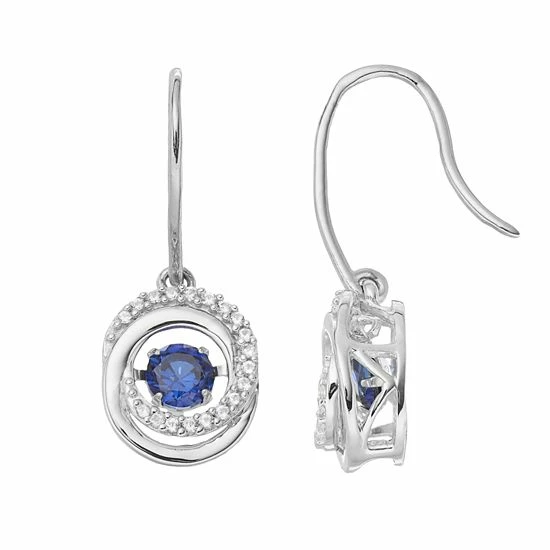 Cheapest 🎉 Unbranded Sterling Silver Lab-Created Blue & White Sapphire Interlocking Circle Drop Earrings 🛒