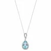 Deals 👍 Unbranded Sterling Silver Blue Topaz & White Zircon Accent Teardrop Pendant Necklace ✔️