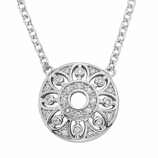Best Pirce 🔥 Unbranded 1/8 Carat T. W. Diamond Sterling Silver Flower Disc Necklace 😉
