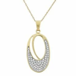 New 🔔 Unbranded 1/3 Carat T.W. Diamond 10k Gold Oval Pendant Necklace 🛒